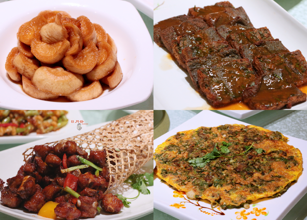 6.png 左上:蜜汁醬蘿蔔;特別要講的是又上的養生黑豆腐。雖然外觀也是烏漆媽黑、看不出什麼名堂,但軟嫩得口感、入裡的滷汁香氣獲得眾人一致的讚聲;下排分別是紅蔥甘香骨&桂花海蠣煎。